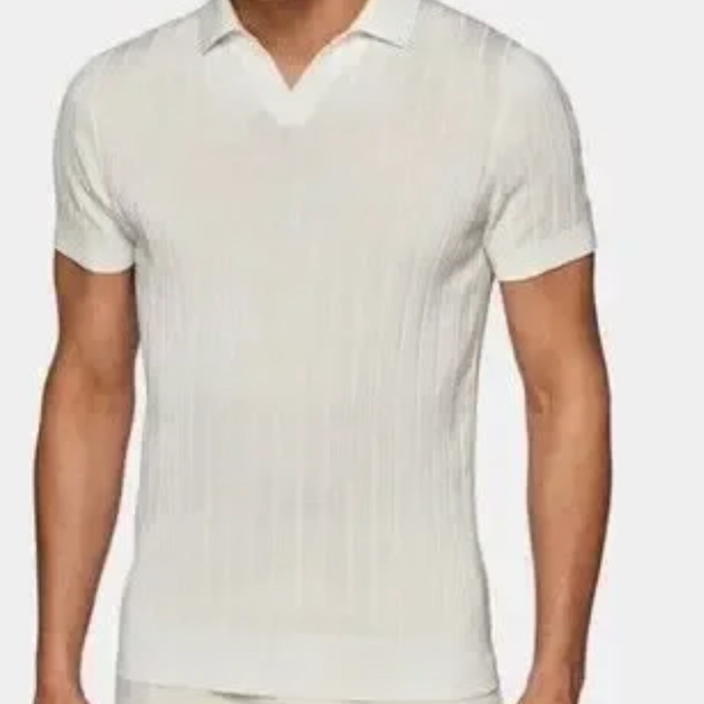 Suitsupply Off-White Buttonless Polo S: S